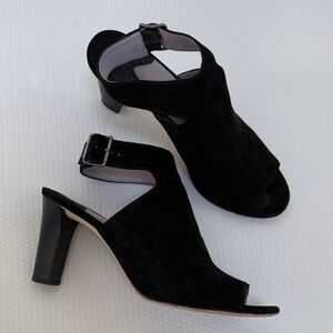 Johnston & Murphy Briana  Black Suede Women's Buckle Bootie